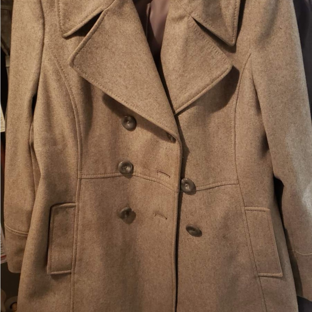 Nine West Women's Double-Breasted Tan Pea Coat